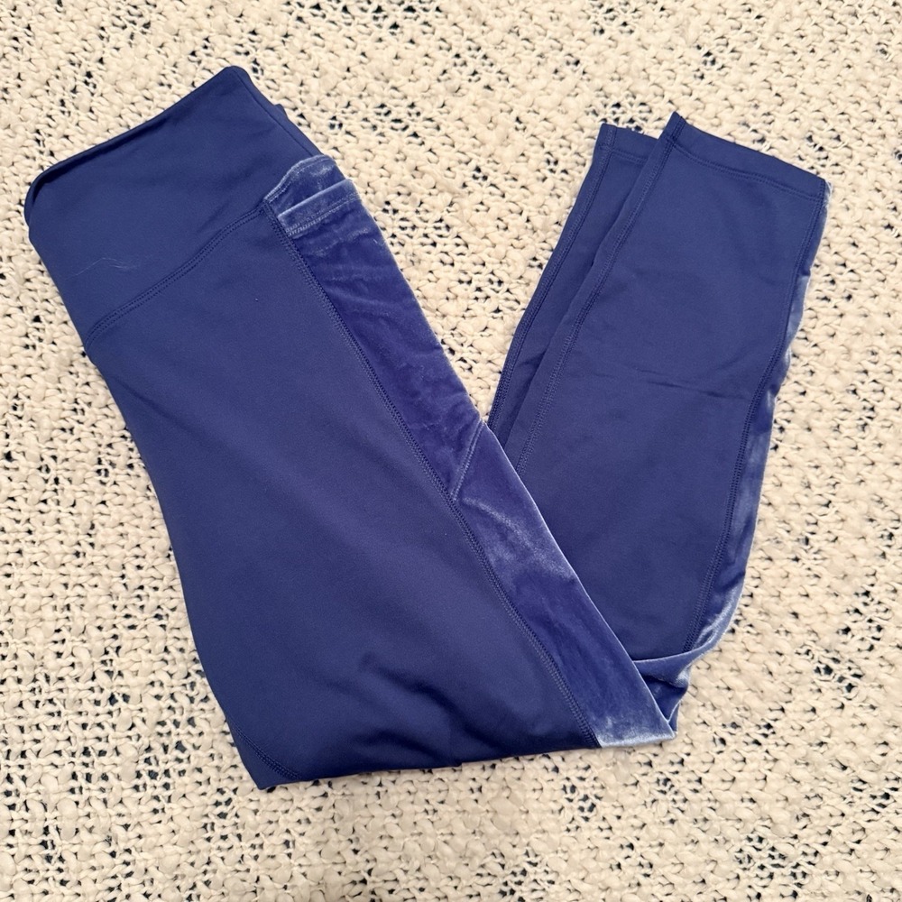 Victoria Secret PINK Cozy Leggings Blue Velvet Stripe High Rise Womens L